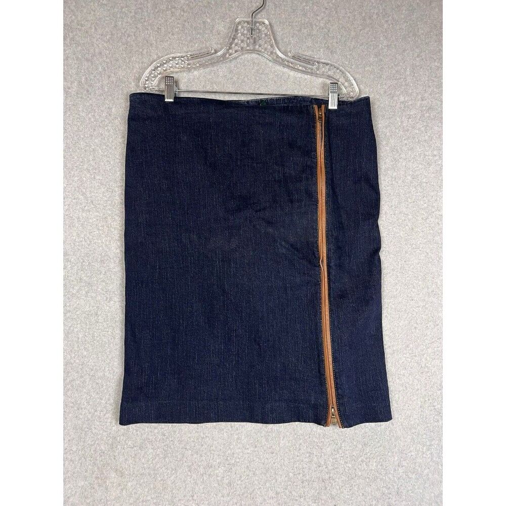Lauren Ralph Lauren Denim Pencil Skirt Women's Size 16 Blue Covered Zip Casual